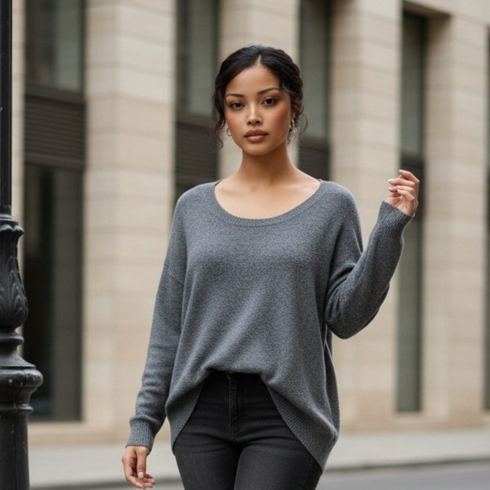 Old Navy XXL Sweater Gray Scoop Neck L/S‎ Lightweight 2X COTTON NWOT